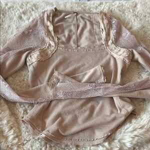 Free People Lace Sleeved Top